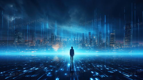 藍(lán)色科技大數(shù)據(jù)商務(wù)人工智能插畫圖片素材下載 jpg格式 熊貓辦公